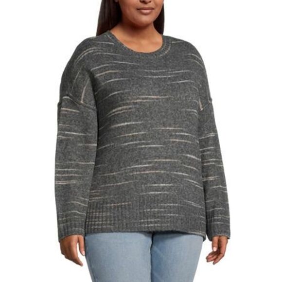 A.n.a Women's Relaxed Fit Crew Neck Long Sleeve Pullover Sweater - Gray - 3X - Picture 1 of 3